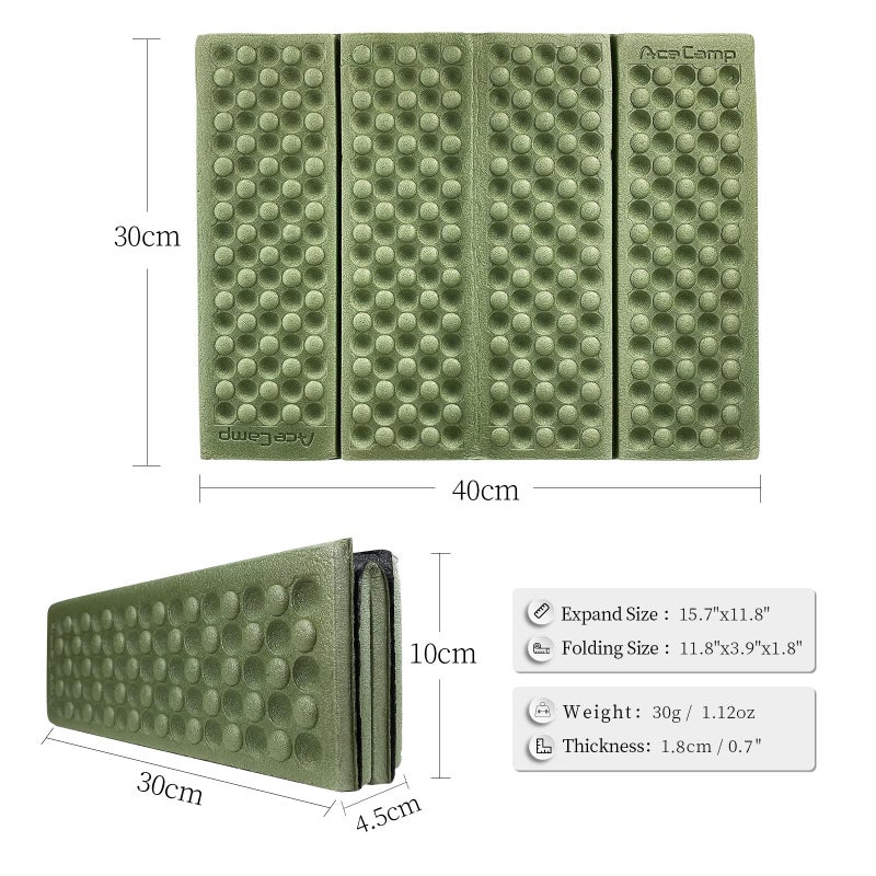 AceCamp Sitting Pad for Backpacking, Sit Upon Pads Camping Hiking,Outdoor Foam Folding Mat, Small Seat Cushion, Compfort, Portable and Lightweight Green - Image 4
